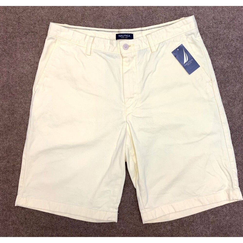 Nautica Shorts Mens 32 Chino Flat Front Dress Relaxed Preppy 100% Cotton Twill